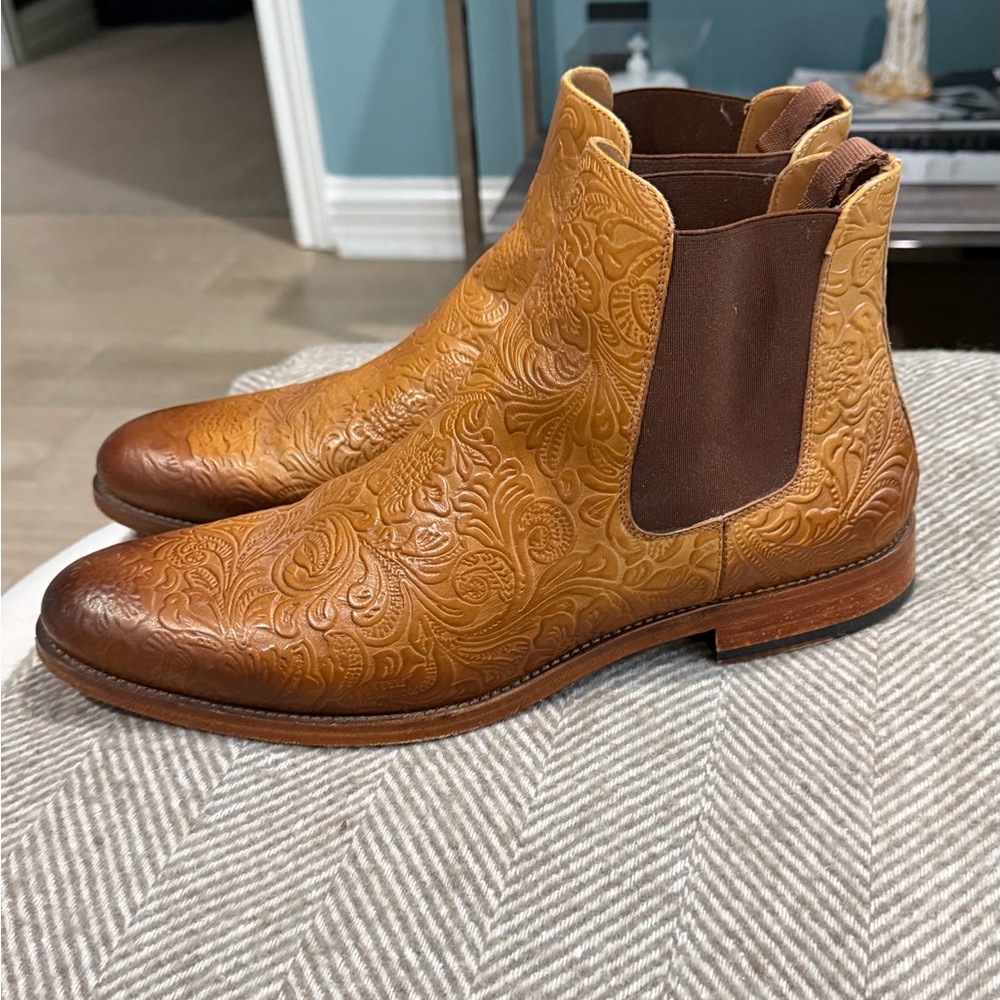 Taft Embossed Brown Leather Boots | EU 44 US 11